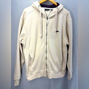 A Tiziano Hoodie Mens Size 2XL Beige Full zip Sweatshirt Pockets Heavyweight